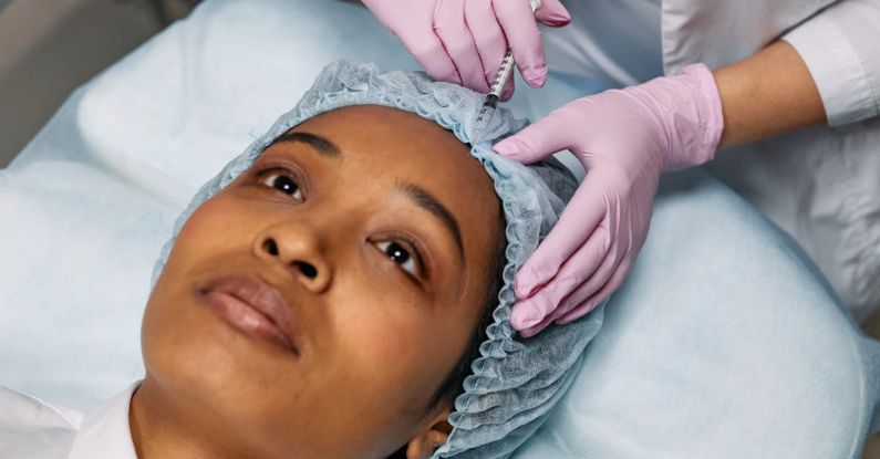 Botox Fillers - Dermatologist Injecting Botox on Client's Forehead