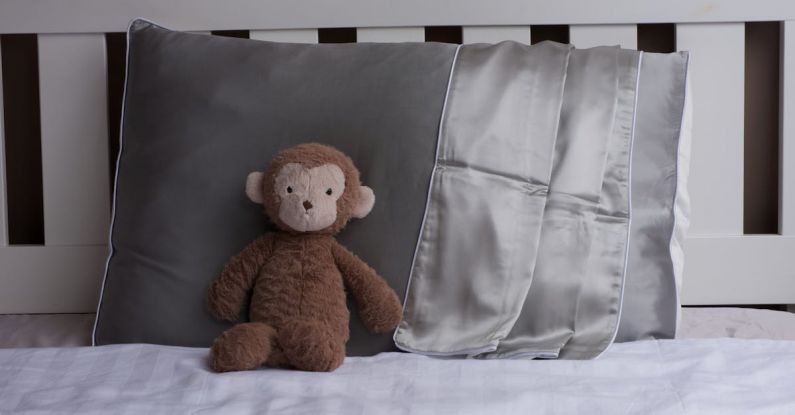 Silk Pillowcase - A Monkey Teddy on the Bed